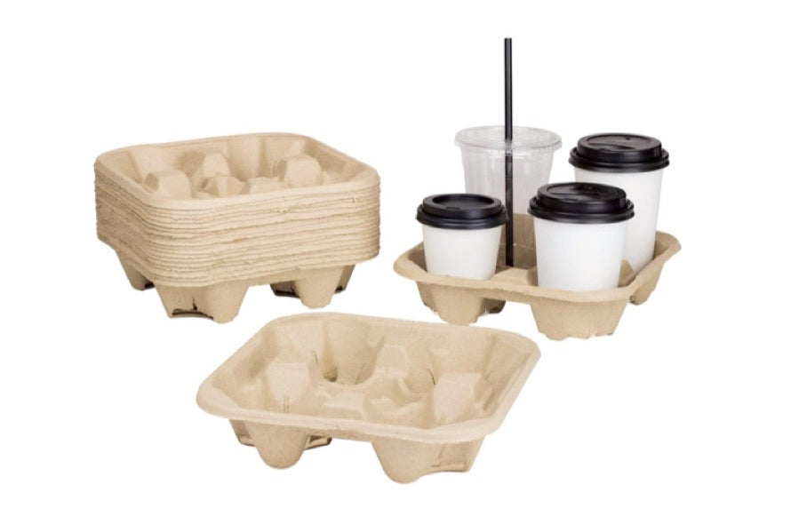 4-Cup Molded Fiber Carrier for 8-32oz cup [300 count] - TCV Wholesale